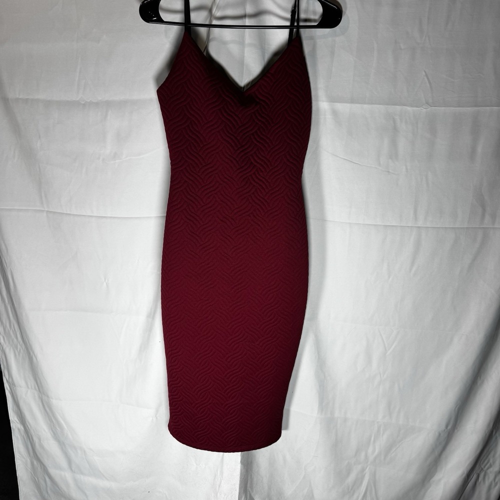 Olive Tree Maroon Spaghetti Strap Pencil Dress Geometric Pattern‎ Medium